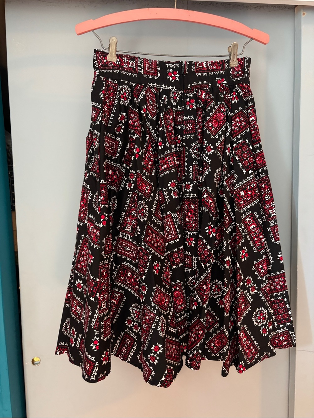 Pinup Couture Black with Red Bandana Print Retro Skirt - Picture 4 of 7
